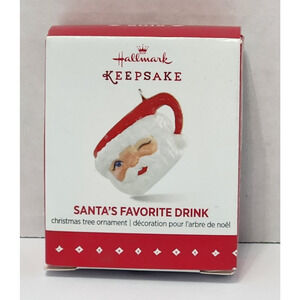 Hallmark Keepsake Miniature Christmas Ornament Santa's Favorite Drink Wink 2015
